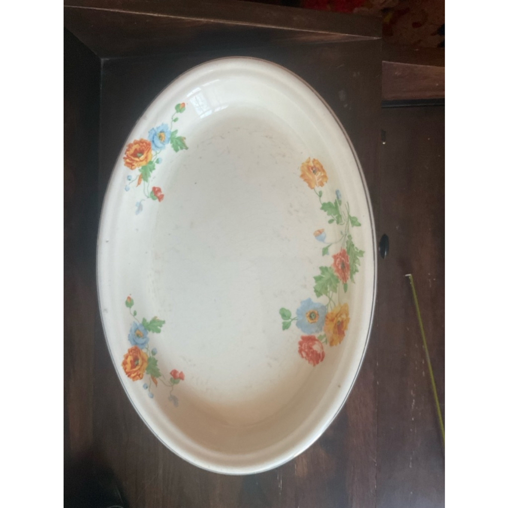Royal Oven Wear Vintage White Floral Oval Serving Dish